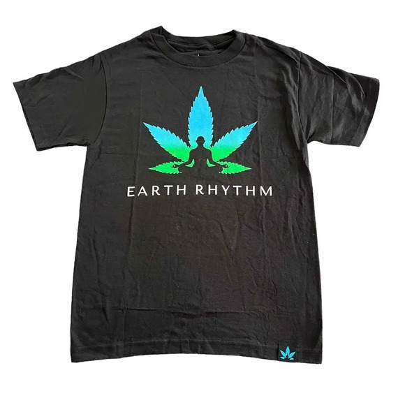 Earth Rhythm Men's Black Graphic Print Crew Neck Short Sleeve T-Shirt Size Small - Picture 1 of 4